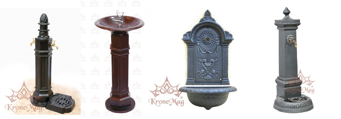 Standing and wall fountains, important accessories for gardens and public spaces