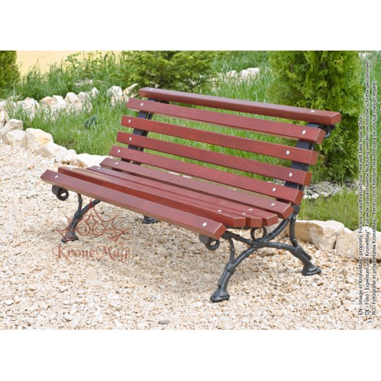 Bench Without Armrest Made Of Cast Iron, Wrought Iron And Wooden Garden Bench